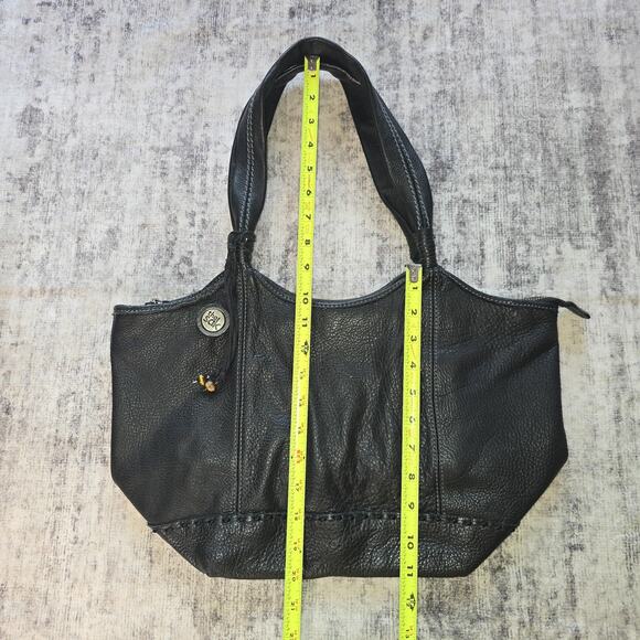 The Sak Tote Bag Womens Black Leather Zip Top Shoulder Purse Boho Beaded Accent - Picture 4 of 14